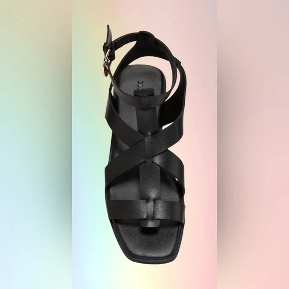 NWTS💓GAP OLD NAVY SZ 8💓BLACK STRAPPY GREEK GLADIATOR SANDALS GOLD HARDWARE - Picture 9 of 13